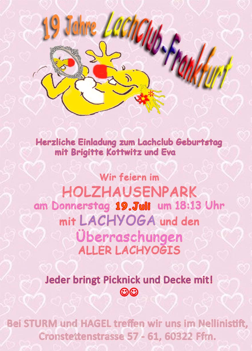 Einladung 19 Jahre Lachclub Frankfurt